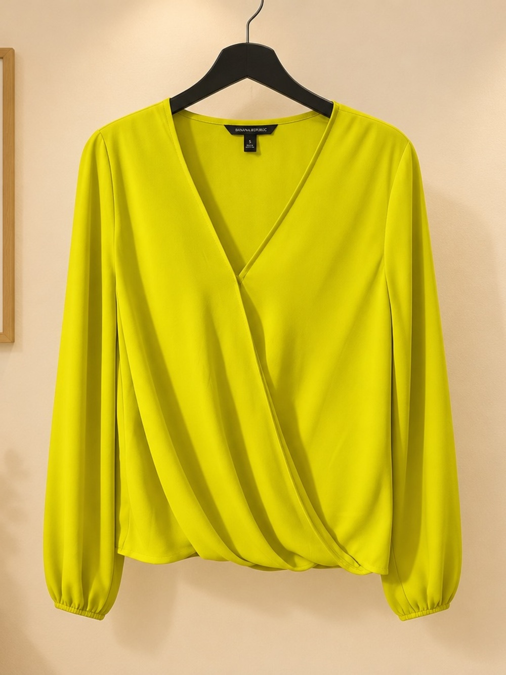 Banana Republic Neon Lime Wrap-Front Blouse